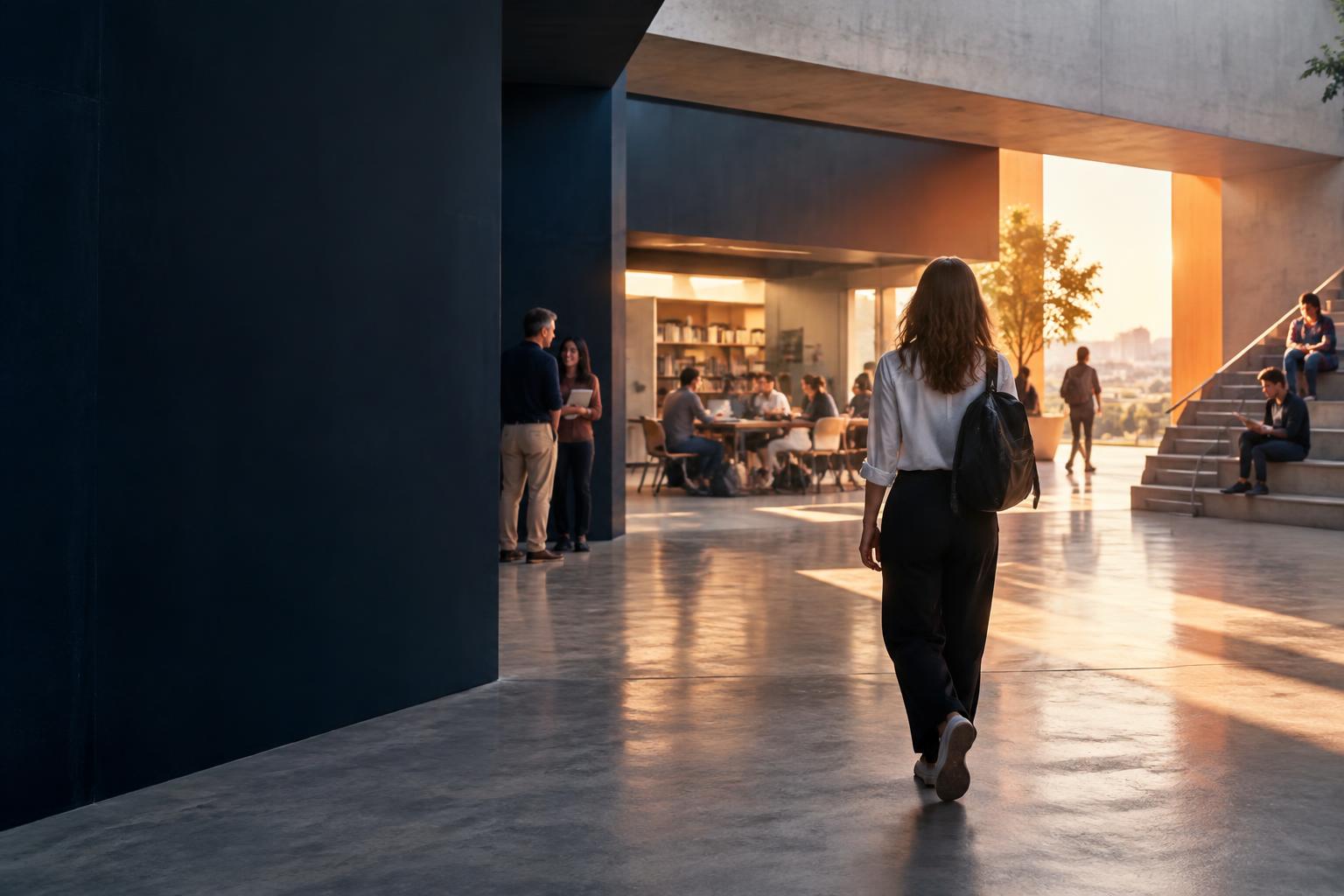 Pessoas a aprender e a partilhar ideias num espaço aberto